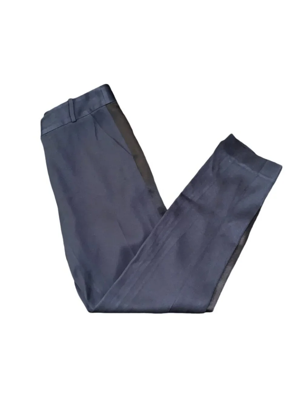 Kate Spade Margaux Tuxedo Pants Women's 0 Navy Side Stripe Silk Blend Ankle Crop